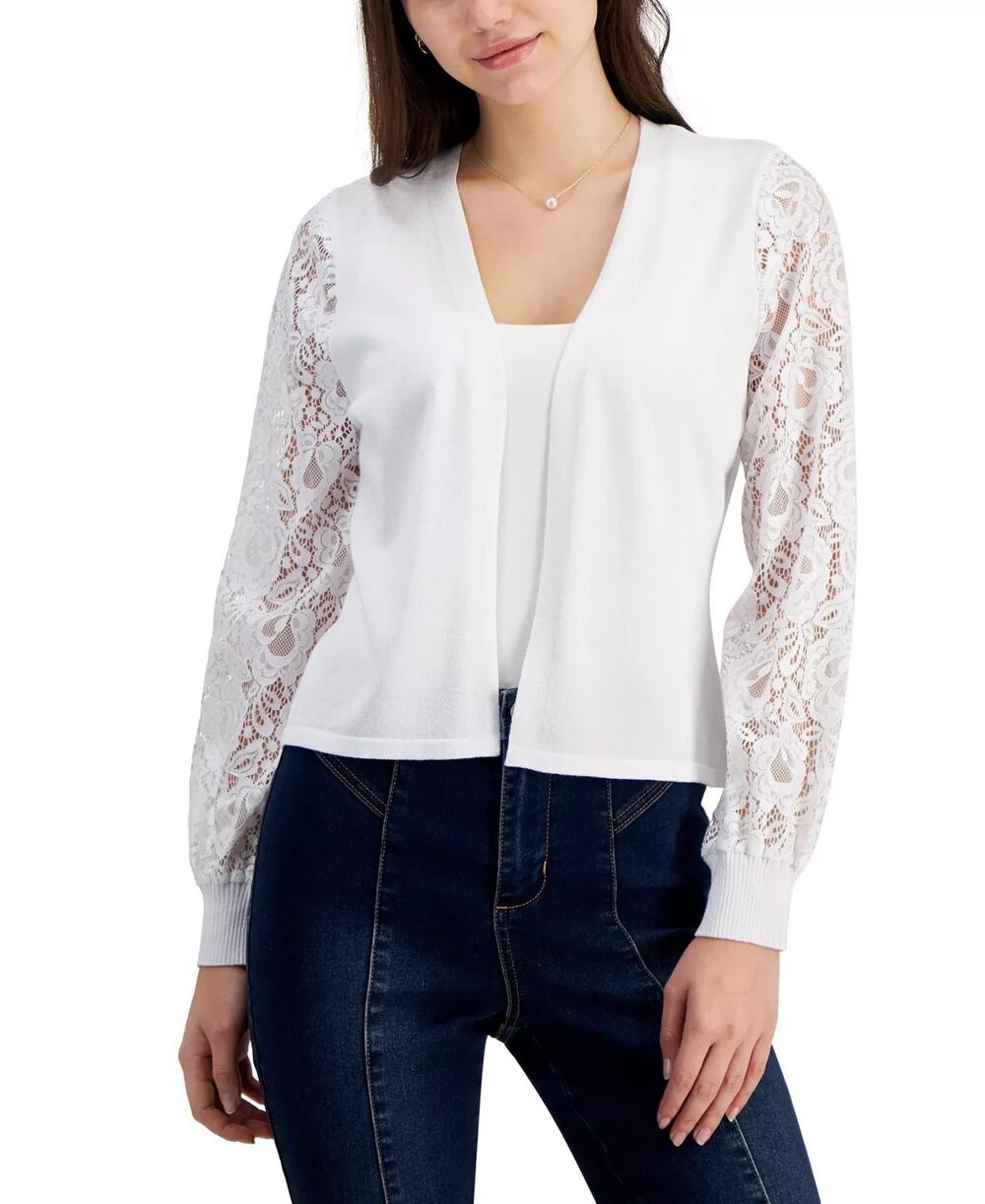 Robbie Bee Women's Lace Shrug White Size L 0755